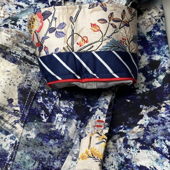 Au Noir Men’s Magnani Woven Stretch Button-Down Shirt – Indigo Abstract - Picture 2 of 10